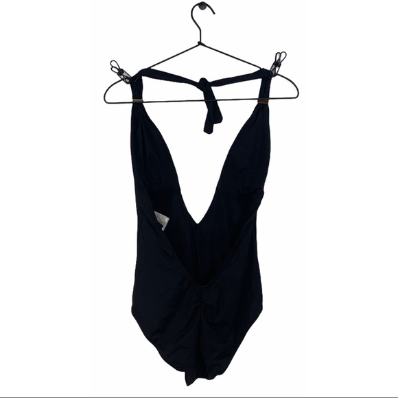 BCBGMaxAzria Plunge V Neck Halter Swimsuit - Picture 2 of 11